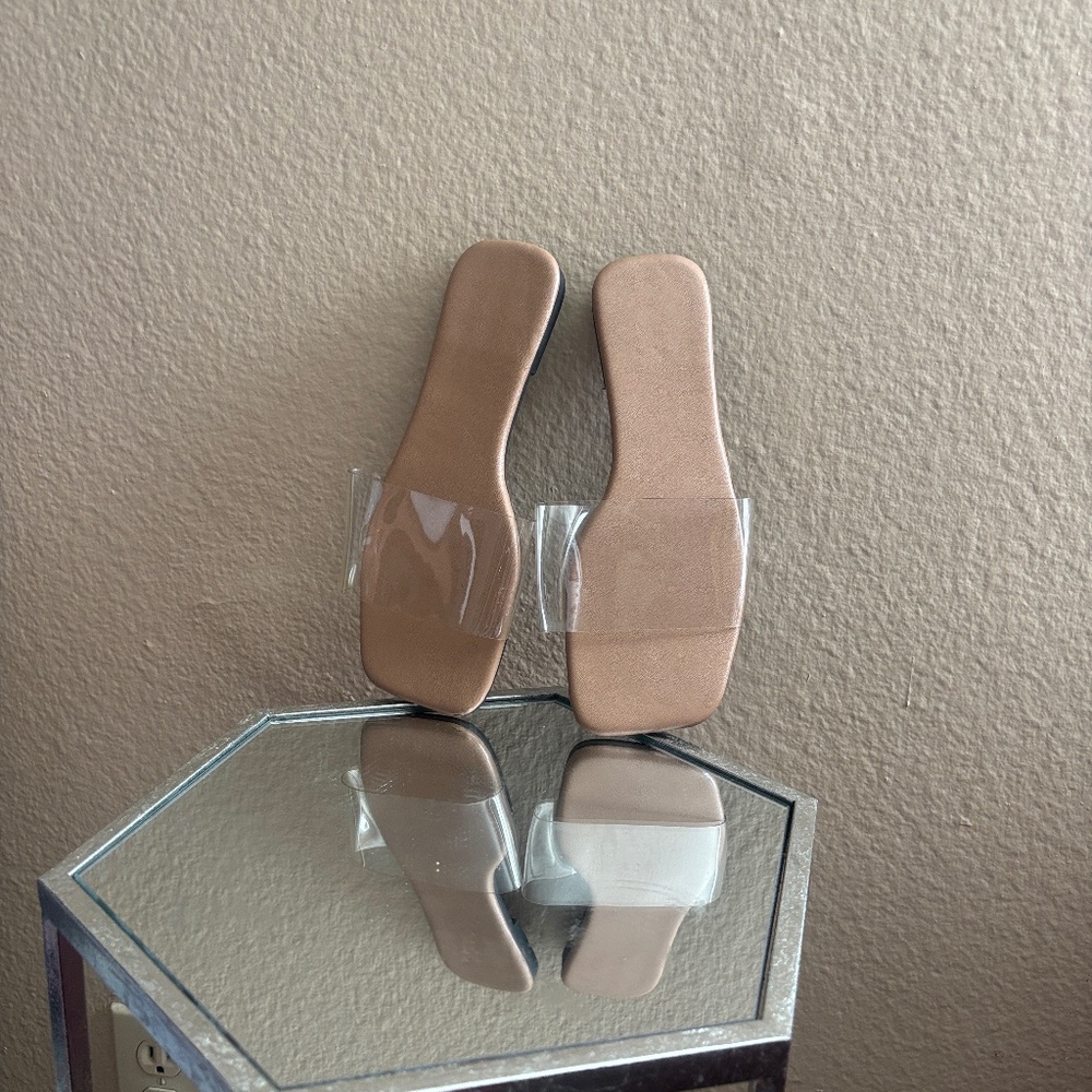 Beige Square Toe Sandals